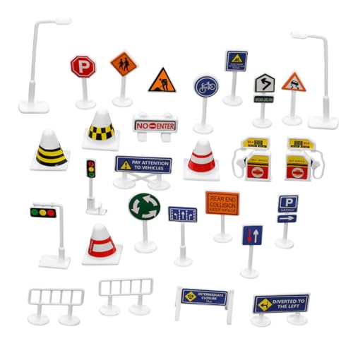 ERINGOGO 56 Stück Teiliges Verkehrsschilder aus DIY Miniatur Verkehrszeichen zur Motorischer Fähigkeiten und Verkehrsregeln Sicher und Interaktiv für Familienaktivitäten und Kreatives von ERINGOGO