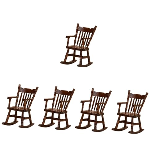ERINGOGO 5St Puppenhaus Schaukel Stuhl Miniatur-Sessel winzig Puppenhaus aus Holz Modelle Modell für Puppenhausmöbel entzückende Puppenmöbel hölzern Zubehör Lieferungen Dekorationen Kind von ERINGOGO