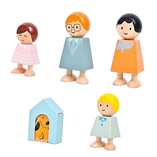 ERINGOGO 5st Figuren Bausteine Miniatur-familienfiguren Puppenfamilie Aus Holzpflöcken Vorschulspielzeug Aus Holz Familienfiguren Aus Holz Spielzeuge Schurke Hölzern Kind Charakter von ERINGOGO