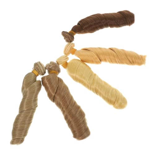ERINGOGO 5st Puppe Perücke Perücken Für Puppen Puppenersatzperücke Farbige Puppenperücken Handgefertigte Puppenhaare Zubehör Für Babypuppen DIY Puppenhaare Basteln Hochtemperaturdraht von ERINGOGO