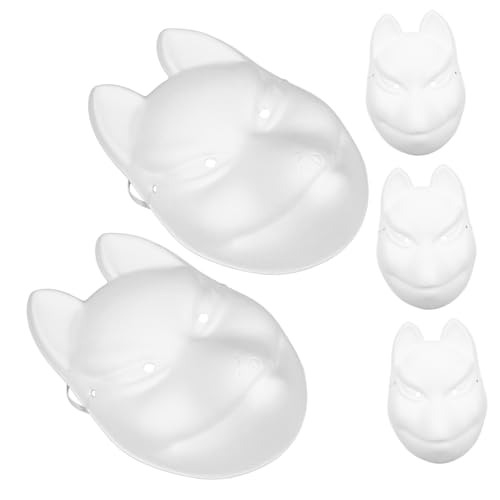 ERINGOGO 5stücke Diy Unbemalte Papier-fuchsmaske Für Bastelmaske Zum Malen Für Karneval Halloween Und Festlichkeiten Blanko Tiermaske Für Kreative Gestaltung von ERINGOGO