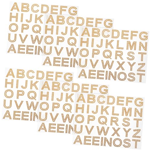 ERINGOGO 6 Blätter Selbstklebende Wasser Diamant Sticker Flexible Acryl Strass Aufkleber für DIY Kleidung Taschen Becher Individuell Zuschneidbar Goldfarbene Glitzersteine Langlebig und von ERINGOGO