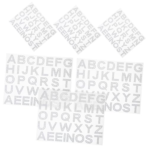 ERINGOGO 6 Blätter Teiliges Selbstklebende Acryl Strass Buchstaben Aufkleber für DIY Schmuckverzierung von Taschen Kleidung Bechern und Handys Farbenfrohe Dekoration für Bastelprojekte von ERINGOGO