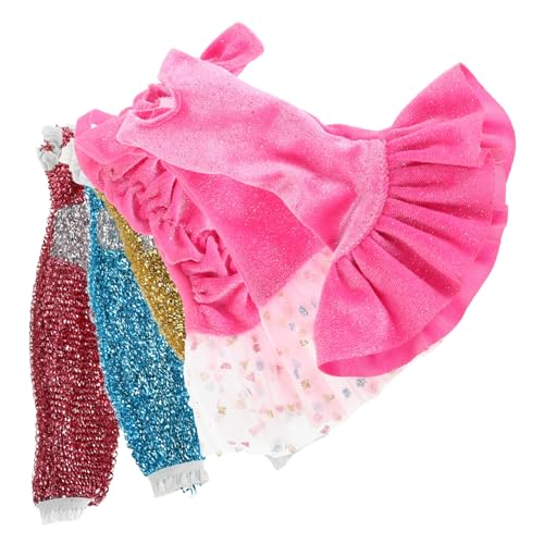 ERINGOGO Elegante Puppenkleider Mit Pailletten 6-teilig Partykleid Für Prinzessinnen Einschultriges Ballkleid Für Mädchen von ERINGOGO