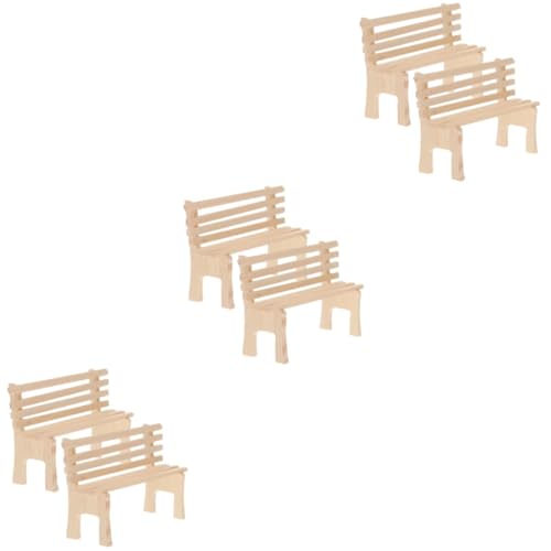 ERINGOGO 6 STK Minibank Wohnkultur Kindermöbel Stühle Im Freien Stuhl Im Freien Miniatur-holzstuhl Outdoor-zubehör Puppe Spielzeug Miniatur-möbelbausatz Gartenmöbel Draussen Reis Suite von ERINGOGO