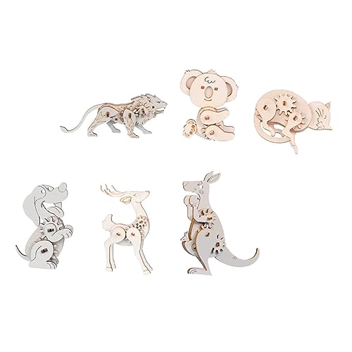 ERINGOGO 6 Sätze Puzzle Bildungsmodell Heimdekorationen Tierhandwerksmodelle Für DIY Tiermodelle Selber Machen Hölzern von ERINGOGO