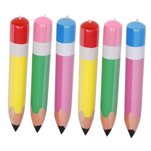 ERINGOGO 6 Stück Aufblasbare Große Bleistift Dekoration Teiliges aus Robustem PVC Bunte Schulanfang Klassenzimmer Deko Leicht Tragbar für Foto Requisiten und Abschlussfeier von ERINGOGO