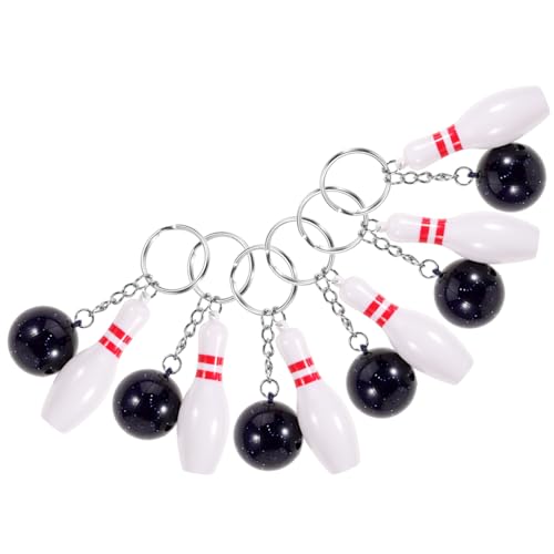 ERINGOGO 6 Stück Bowling Schlüsselanhänger Sportmotiv Mini Bowlingkugel Anhänger Bunte Farben Leichte Souvenirs Kleine Geschenke für Bowlingfans und Party mitgebsel von ERINGOGO