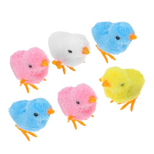 ERINGOGO 6 Stück Bunte Aufziehspielzeug Küken Windup ohne Batterien Farbenfrohe Osterdeko Kinderparty Spaß Tiere für Familienfeier von ERINGOGO