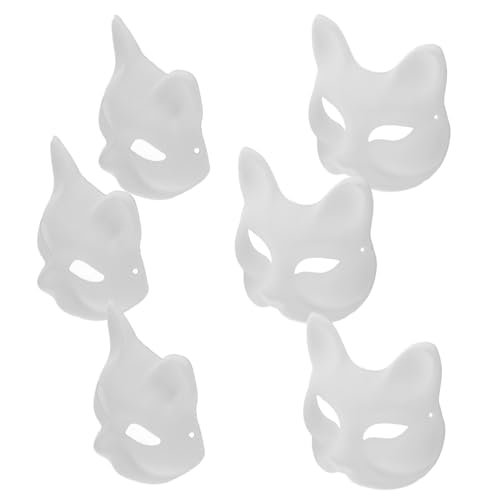 ERINGOGO 6 Stück DIY Masken Weiße Katzen und Fuchsmaske zum Basteln Unbemalte Halbgesichtsmaske für Karneval Maskerade und Halloween Partys ERINGOGO 6 Stück DIY Masken Weiße Katzen und Fuchsmaske zum Basteln Unbemalte Halbgesichtsmaske für Karneval Maskerade und Halloween Partys von ERINGOGO