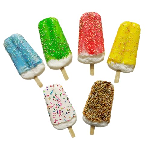 ERINGOGO 6 Stück Dessert-Modell Creme Gefälscht Kuchen Falsches Eismodell Künstliche Dessertdekoration Stick- -Modelle Künstliche Eisbonbons Eisbonbon-Modelle Pu+Holz von ERINGOGO