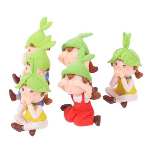 ERINGOGO 6 Stück Entzückende Mädchenpuppen, Miniatur-Ornamente „no Say No See No Hear“, Puppen Für Das Armaturenbrett Im Auto Und Zu Hause, Süße Plastikfiguren, Kleine von ERINGOGO