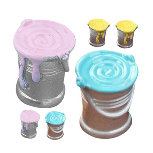 ERINGOGO 6 Stücke Miniatur Farbeimer für Puppenhäuser Dekoration Kunstharz Kleiner Hauszubehör Realistisches Design von ERINGOGO