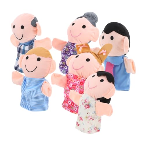 ERINGOGO 6 Stück Handpuppen Kinderpuppen Marionettenfamilie Puppen für Familienhandpuppe Puppentheater Familienspielzeug Plüschpuppen Lernspielzeug für ab 3 Jahren Stoff von ERINGOGO