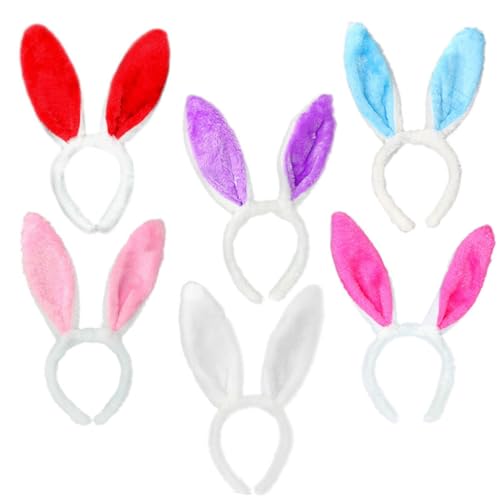 ERINGOGO 6 Stück Hasenohren-Stirnbänder Für Kinder Plüsch-Ostern Niedliche Hasenohren-Stirnbänder Hasen-Kostüm-Zubehör -Partygeschenke von ERINGOGO