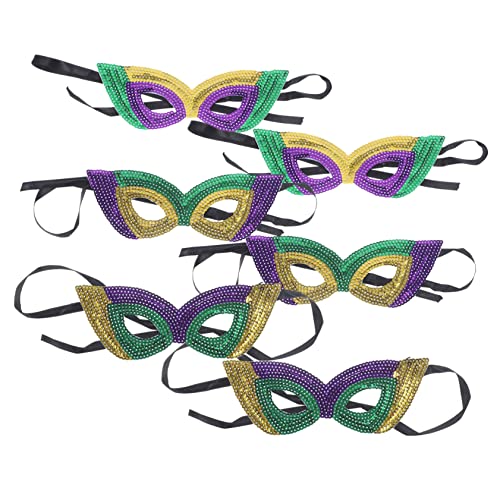 ERINGOGO 6 Stück Karnevalsmaske Grimassenkostüm Masken halloween mask halloweenmaske gesichtsmaske halloween venetian mask Festivalmaske Karneval Pailletten Maske Maskerade Cosplay-Maske von ERINGOGO