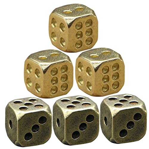 ERINGOGO 6 Stück Kupferwürfel Zubehör Würfelspiele ästhetisch Themenpartydekorationen Die sechsseitig Retro-Kupferwürfel Tischspiel Würfel Vintage Kupferwürfel Würfeldekor von ERINGOGO