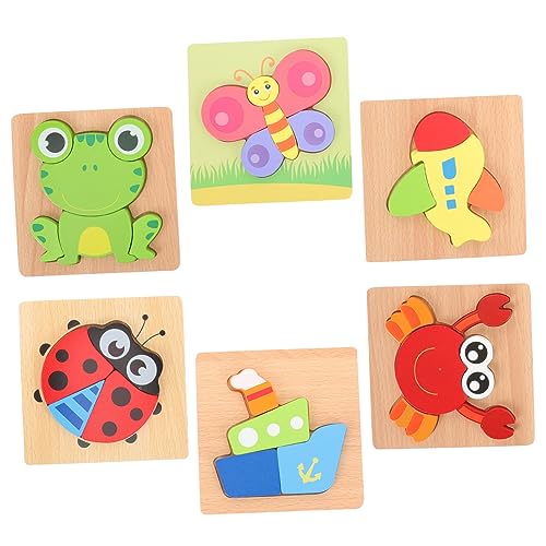 ERINGOGO 6 Stück Lernspielzeug aus Holz rätsel Form kognitiver Puzzlespielzeug für die frühe Bildung von Kindern Farbkognitive Puzzleplatine Schraubenrätsel hölzern von ERINGOGO