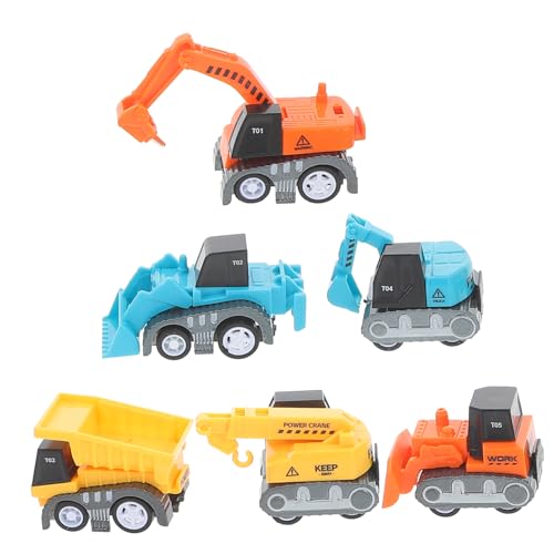 ERINGOGO 6 Stück Mini Baustellenfahrzeuge Teiliges Rückziehspielzeug für Kleinkinder der Motorischen Fähigkeiten Stabil und Langlebig für Lernspiele und Bauaktivitäten von ERINGOGO