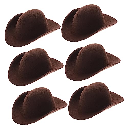ERINGOGO 6 Stück Mini Cowboy Hüte Tiny Western Cowboy Hüte für Handwerk Puppenhaus Dekoration und DIY Projekte für Kindergeburtstag und Feierlichkeiten von ERINGOGO