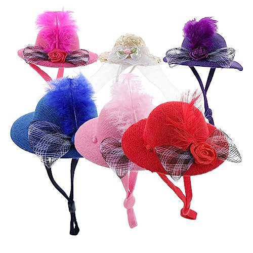 ERINGOGO 6 Stück Mini Hair Accessoires Mesh Blumenhut Miniatur Halloween Party Mützen für Mädchen Und kleine Hüte zum Basteln Mini-Zylinder zum Basteln Polyester von ERINGOGO