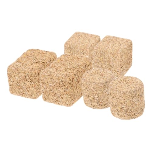 ERINGOGO 6 Stück Mini - Heuhaufen - Modell Miniatur - Heuballen Strohballen Stroh Heu Mini - Heuhaufengarten Heuballenmodell Mini Heuballen - Set dekoratives Heu Miniatur - Heuhaufen Holz Khaki von ERINGOGO