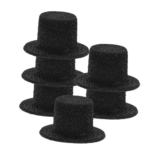 ERINGOGO 6 Stück Mini-Hut Puppenhut Puppenfotografie Miniaturpuppe Handgefertigter Hut Puppenmütze Gewebte Wolle winzig Schneemannmütze selber Machen Mini-Tops-Hüte Eva-Tuch Black von ERINGOGO