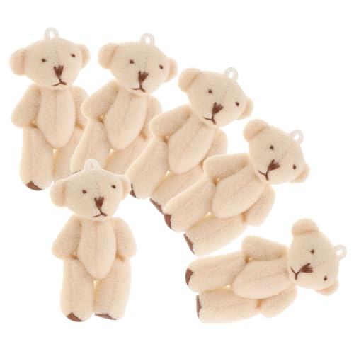 ERINGOGO 6 Stück Mini Plüschbären Teilig mit Beweglichen Gelenken Weiche Kuschelige Mini für Schlüsselanhänger Tasche Charms Niedliche Sammelfiguren für Puppenhäuser und Geschenkideen von ERINGOGO