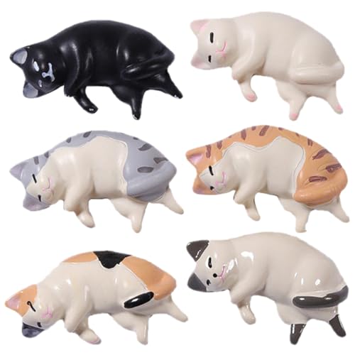 ERINGOGO 6 Stück Miniatur-katzenfiguren, Mikrolandschaft, Katzendekoration, Kleine Katzenstatuen von ERINGOGO