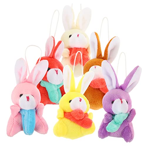 ERINGOGO 6 Stück Osterei Puppe Osterhase Schlüsselanhänger Plüsch Flauschig Süß DIY Häschen Taschenanhänger Tragbares Stoffhasen Für Mädchen Weiches Häschen Stofftier von ERINGOGO