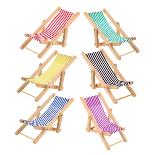 ERINGOGO 6 Stück Puppenhaus-Loungesessel Mini-Strandkorb Miniatur Ozeandekor Puppenhaus-Strandmöbel Strandstuhl bastelset bastelzeug für Mini-Liegestuhl Mini-Ornament Stoff von ERINGOGO