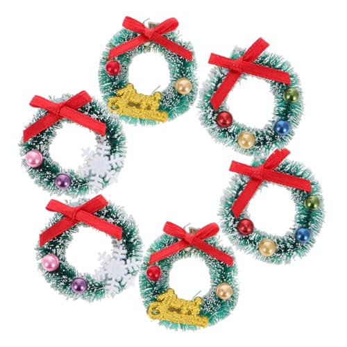 ERINGOGO 6 Stück Puppenhausdekoration Kranz Mini-Puppenhaus Land Dekorate Mini-Feen für Die weihnachtsdeko Miniaturkränze winzige Kränze basteln Puppenhaus-Ornament Sisal-Seide von ERINGOGO