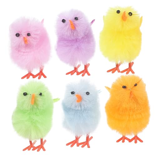 ERINGOGO 6 Stück Samt Hühnchen Dekoration Plüsch Küken Küken Plüsch Stofftier Mini Pelz Hühnchen Küken Dekoration Hühnerplüsch Mini Hühner Party Weiche Kükenform Schmuck von ERINGOGO