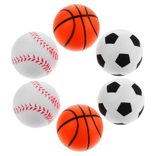 ERINGOGO 6stücke Teiliges Stressbälle Pu-Schaum Squeeze Spielzeug Für Mädchen Entspannendes Partyspielzeug Fußball Baseball Und Stressbewältigung Für von ERINGOGO