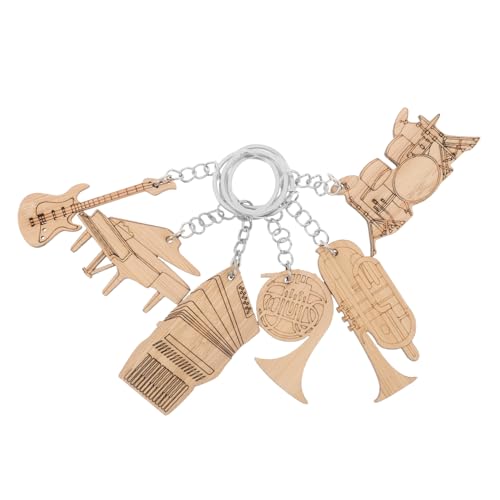 ERINGOGO 6 Stück Schlüsselanhänger Für Musikinstrumente Rucksackzauber Schlüsselanhänger Mit Musik-partygeschenken Handtaschen-anhänger-charms Rucksack-anhänger-ornamente Metall Khaki von ERINGOGO