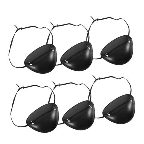 ERINGOGO 6 Stück Schwarze Piraten Augenklappe Elastisch Verstellbar Atmungsaktiv für Halloween Party Cosplay Theateraccessoire von ERINGOGO
