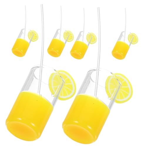 ERINGOGO 6 Stück Shiwan Limonadenbecher Mini-wasserbecher Puppenhaus-zitronensaft Mini-Becher Mini-teetassen Mini-hausbecher Mini-saft Puppenhauszubehör Etwas Zitronensaft Yellow Harz von ERINGOGO
