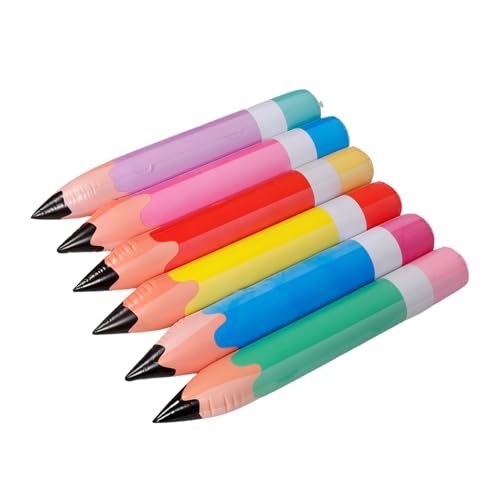 ERINGOGO 6 Stück Teiliges Aufblasbares Bleistift Dekorationsset aus Robustem PVC Große Bunte Jumbo Bleistifte Gelb Blau Grün Rot für Schulanfang und Partydeko von ERINGOGO