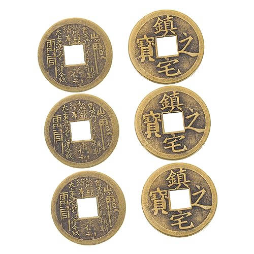 ERINGOGO 6 Stück Teiliges Chinesischer Kupfermünzen für Feng Shui und Glücksbringer Multifunktionale Dekoration für Knoten und DIY Projekte aus Hochwertigem Messing Gefertigt von ERINGOGO