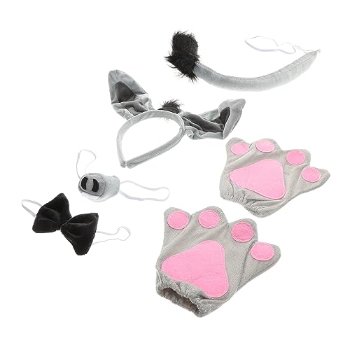 ERINGOGO 6 Stück Teiliges Esel Kostüm Set für Stirnband Fliege Nase und Handschuhen Niedliches Tier Cosplay Zubehör für Halloween Karneval und Themenpartys Hautfreundlich und Bequem von ERINGOGO