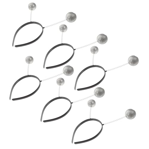 ERINGOGO 6 Stück Teiliges Glitzer Haarbänder mit Federdesign Leichte Party Haarschmuck für Mädchen und Erwachsene Silberne Schaumstoffkugeln Auffälliges Stirnband für Kostüm und Feier von ERINGOGO