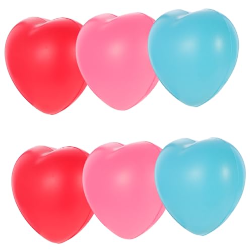 ERINGOGO 6 Stück Teiliges Herz Stressbälle in Rot Blau Weiche PU Squeeze Spielzeuge für Erwachsene zur Druckentlastung Flexibles Fingerspielzeug für Party und Alltag von ERINGOGO