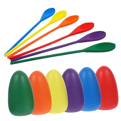 ERINGOGO 6 Stück Teiliges Holz Eier Balance Spiel Leicht Tragbar Robust für Outdoor Lernspielzeug für Geburtstag Picknick Montessori Sensorisches Training von ERINGOGO