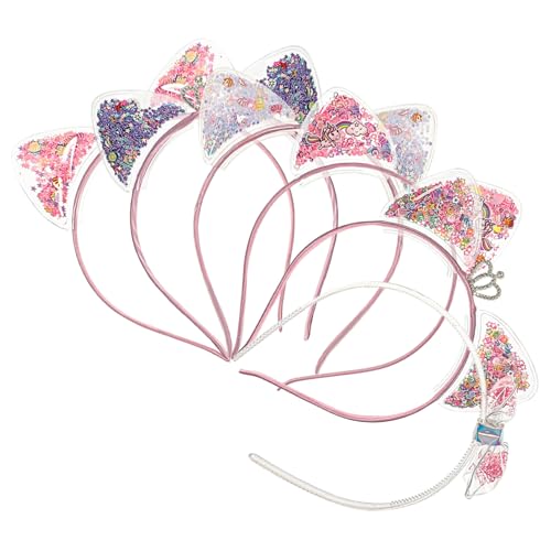ERINGOGO 6 Stück Teiliges Katzenohren Haarband für Mädchen Glitzerndes Stirnband Leichtes Kopfschmuck Accessoire für Geeignet für Party Cosplay und Alltag von ERINGOGO