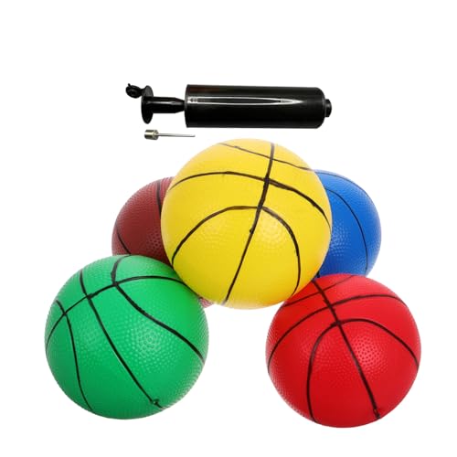 ERINGOGO 6 Stück Teiliges Mini Basketball Set Aufblasbar mit Pumpe Weiche Bälle Vielseitig für Indoor Outdoor Pool und Türkorbspiele Sicher und Leicht für Jungen und Mädchen von ERINGOGO