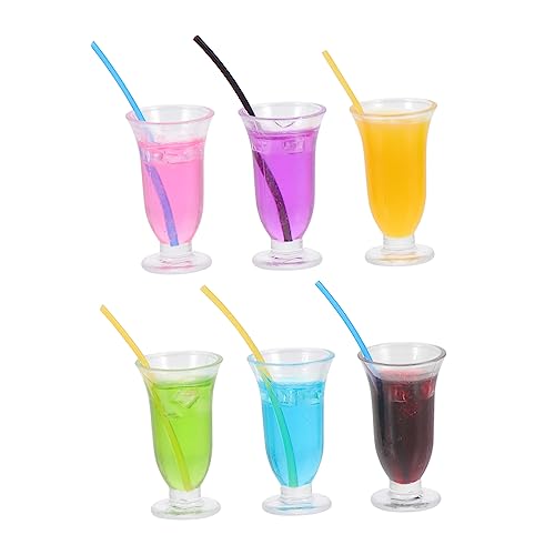 ERINGOGO 6 Stück Teiliges Miniatur Cocktail Dekorationsset aus Hochwertigem Resin Realistische Bar Modelle Leuchtenden Farben als Puppenhaus Zubehör und Mini Haus Deko für Detailreiche von ERINGOGO