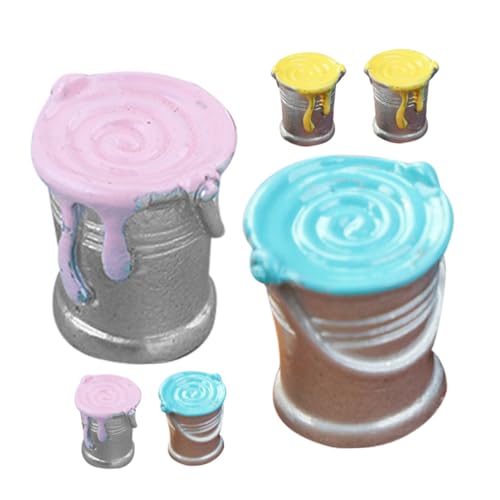 ERINGOGO 6 Stück Teiliges Miniatur Farbdosen Miniatur Lackeimer Puppenhaus Zubehör Realistische Mini Farbeimer für Landschaftsdekoration und Fotorequisiten von ERINGOGO