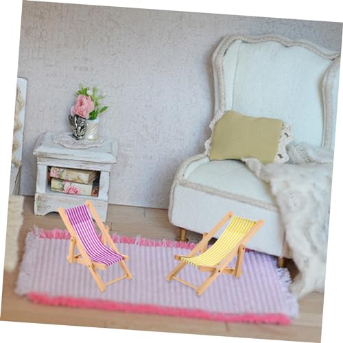 ERINGOGO 6 Stück Teiliges Miniatur Liegestuhl Faltbare Puppenhaus Deko Realistische Strandstuhl Modelle Leichtes Sicheres Material für Mikrolandschaft und Bastelprojekte von ERINGOGO