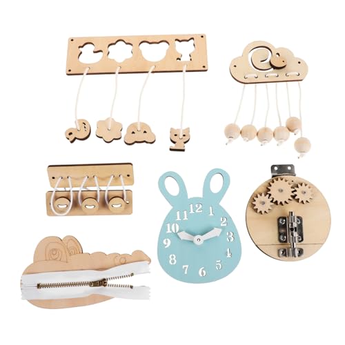 ERINGOGO 6 Stück Teiliges Montessori DIY Busy Board Set aus Holz für Kleinkinder Sensorisches Lernspielzeug Feinmotorik Hand Auge Koordination und Kognitiver Entwicklung Sicher und von ERINGOGO