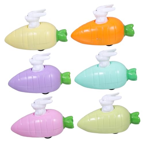 ERINGOGO 6 Stück Teiliges Osterhasen Aufziehspielzeug mit Karotten Motiven Bunte Mini Pullback Autos für Kompakt und Tragbar als Osternest Füller und Party Mitgebsel von ERINGOGO